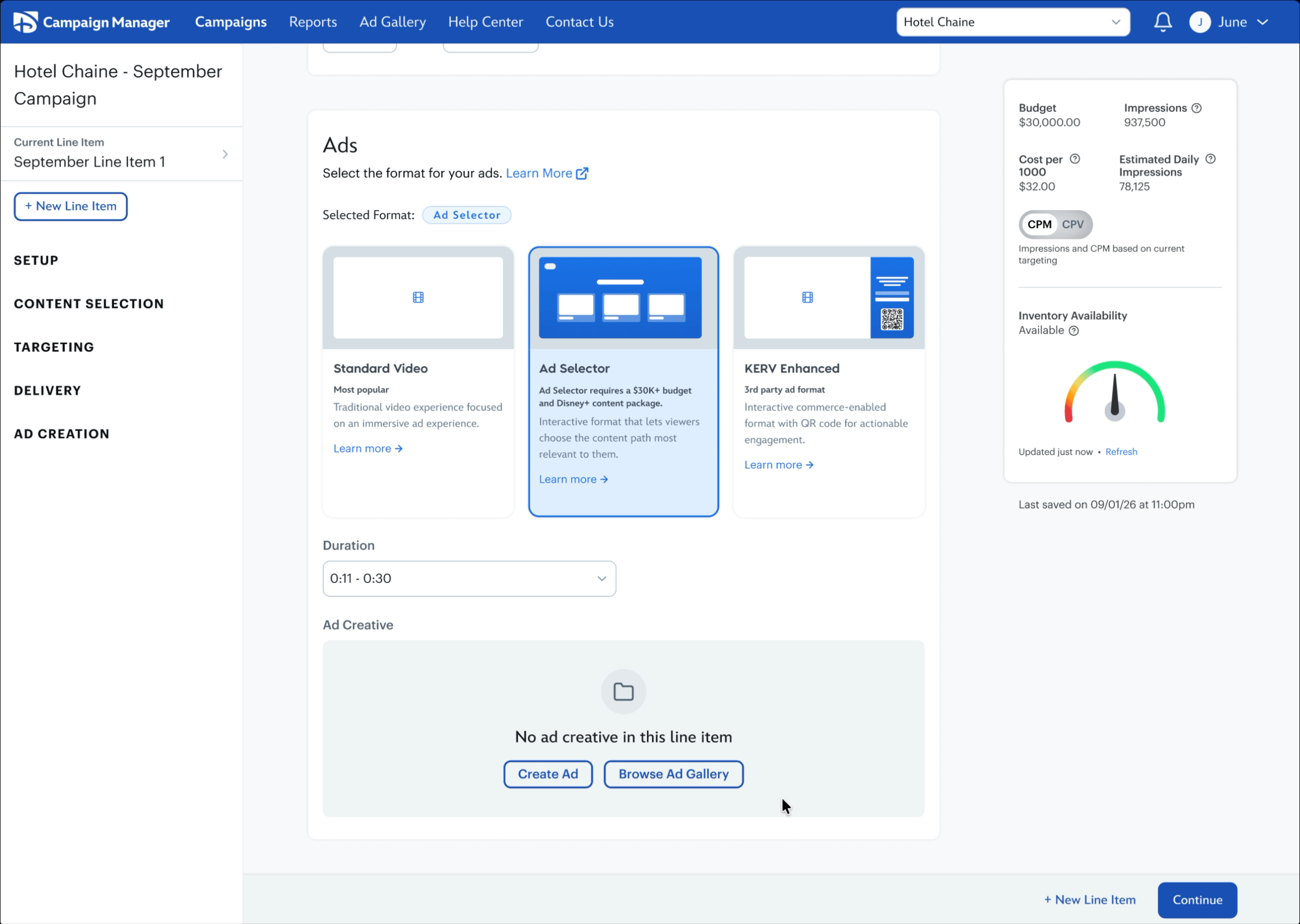 How to build Ad Selector in Disney Campaign Manager